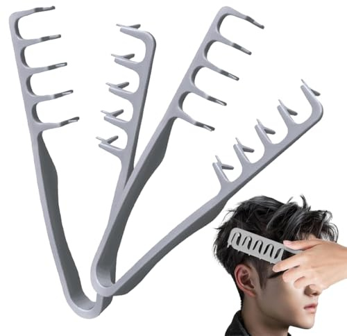 2 Piezas Peine texturizador,gris,Peine De Dientes Anchos, Herramienta Para Dar Volumen A Las Raíces, define y desenreda sin esfuerzo, para todo tipo de cabello.