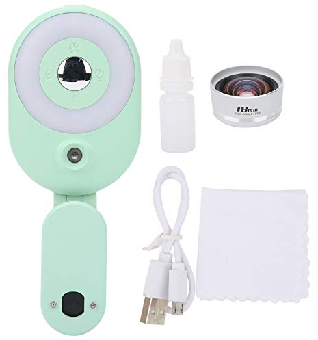 LUCE DI RIEMPIMENTO DIMMERABILE SPECCHIO SELFIE UMIDIFICATORE LENTE GRANDANGOLARE ILLUMINAZIONE DI BELLEZZA PORTATILE PER VIDEOCONFERENZE DAL VIVO (Fill verde chiaro + obiettivo grandangolare (set da