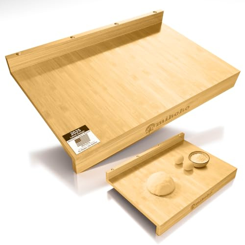 Planche à pâtisserie en bois avec bord de travail - Planche à découper réversible pour dérouler la pâte à pain - Planche à découper avec bord - 61 x 40 cm (couleur bois)