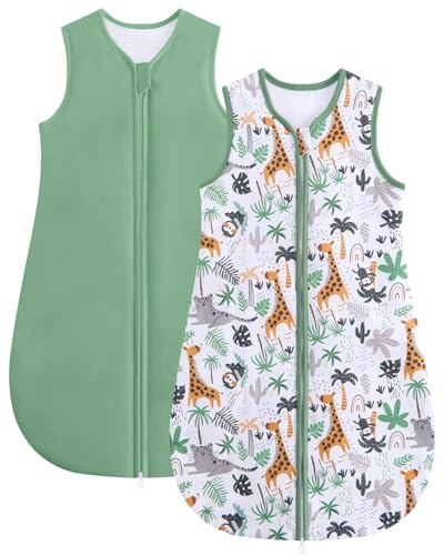 JiAmy 1.0 TOG Baby Schlafsack aus Baumwolle Giraffe Grün 6-12 Monate