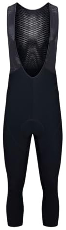 GOXQIT Salopette Ciclismo Pantaloni con Bretelle da Ciclismo Pantaloncini in Pile Termico Invernale 3/4 Bici 6 Ore Uomo Lunghi(Black,L)