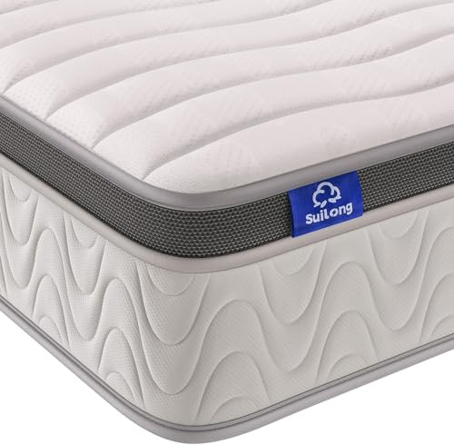 Suilong Hybride Matelas 90x200, 30 cm Épaisseur Matelas de H3 H4 Ferme, 7 Zone de Confort Matelas Ressorts Ensachés, Mousse à Mémoire Forme, Soutien Parfait, Certifié Oeko-Tex