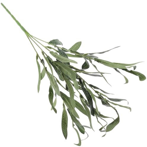Healeved 1pc Branche d Olivier Simulée en Plastique Vert pour Décoration Rustique de Mariage et Décor Maison