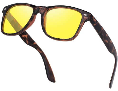 OJIRRU Lunettes Conduite de Nuit Homme Femme Polarisés - Anti éblouissement Lunette Vision Nocturne Verre Jaune