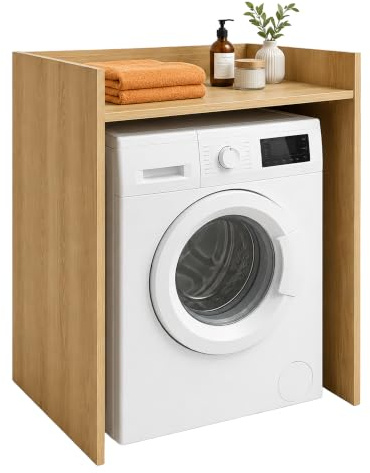 Relaxdays Armario para Lavadora, marrón Claro | Estantería para poner encima de la lavadora y la secadora, (Al x An x Fon): 97 x 66 x 61 cm, armario superpuesto