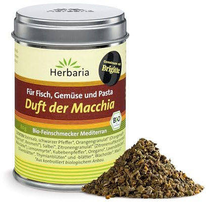 Duft der Macchia bio M-Dose 1 x 80 g | Bio Gewürz, würzig frische Kräuter-Aromen, korsische Kräuter, für Pasta, Gemüse, Fisch & Fleisch, in der Weißblechdose