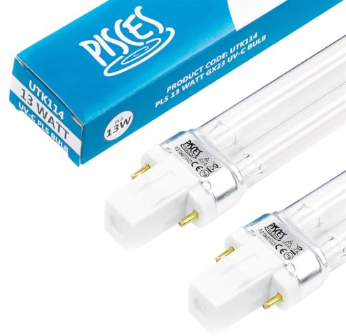 Pisces Twin Pack 13w Watt Replacement UV PLS Pond Bulb Spare 186mm UVC Lamp for Filter GX23 Fitting