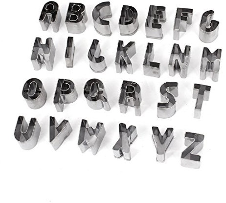 sourcing map Letras de molde de galletas para decorar tartas Fondant de forma de cortador de Herramientas 26 piezas