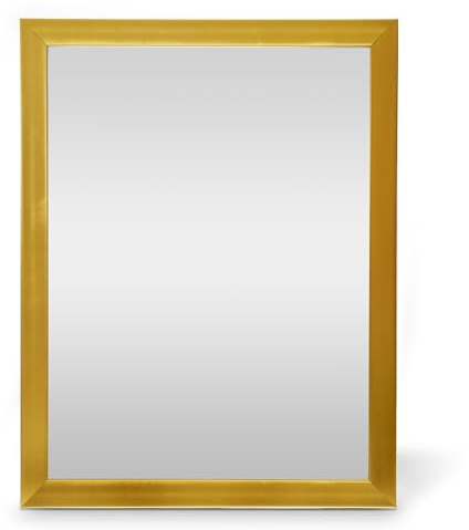 DRULINE Wandspiegel - Badspiegel - Dekospiegel - Flurspiegel - Spiegel matt Gold 30x40 cm - Hoch-/Querformat - Kosmetikspiegel für Gäste WC, Bad & Garderobe - Luxusspiegel mit edlem Design