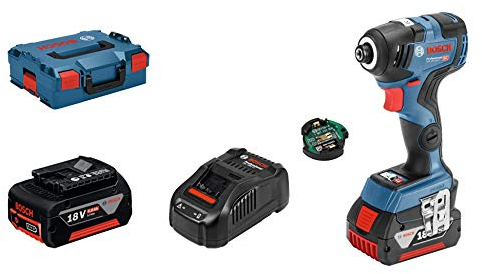 Bosch Professional 18V System Akku Drehschlagschrauber GDR 18V-200 C (inkl. 2x 5.0Ah Akku, Schnellladegerät GAL 1880 CV, Connectivity-Modul, 2x Einlage, L-BOXX6)