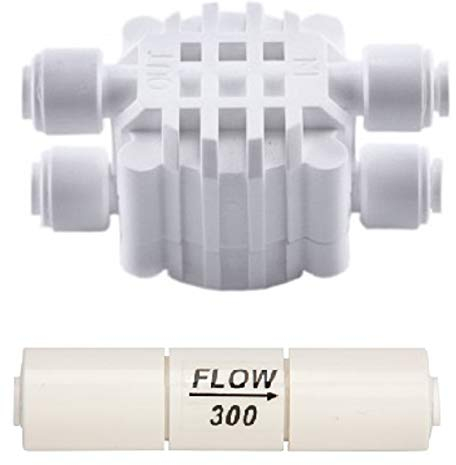 Planet-Aqua Abschaltautomatik Vierwegeventil RO 5 + Flow 300 Durchflussbegrenzer für die Osmoseanlage Umkehrosmose Filter Anlage mit Membrangehäuse