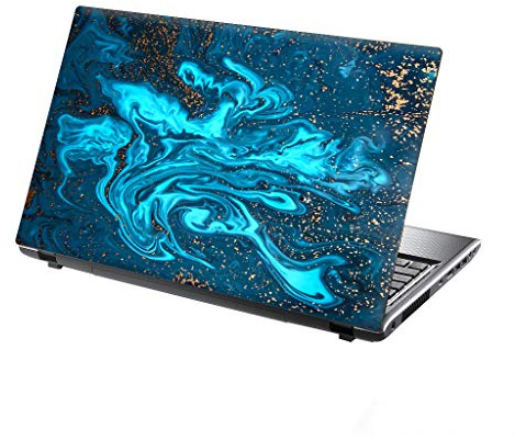 TaylorHe 13-14 inch Laptop Skin Vinyl Decal with Colorful Patterns and Leather Effect Laminate MADE IN England Flowing Energy Gold Dust
