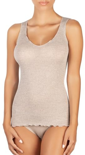 EGI Luxuriöses Tanktop aus Wolle und Seide, V-Ausschnitt, hergestellt in Italien, Art.1492, Noce, Large-X-Large