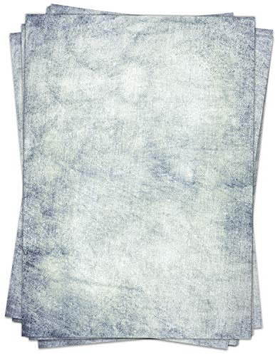 50 Blatt Briefpapier (A4) | Jeans Struktur blau | Motivpapier | edles Design Papier | beidseitig bedruckt | Bastelpapier | 90 g/m²