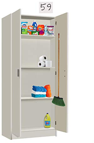 HABITMOBEL Armario Oficina escobero con Colgador Incluido, Medidas 59 cm (Largo) x 180 cm (Alto) x 37 cm