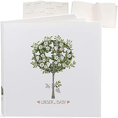 alles-meine.de GmbH großes XL - Fotoalbum/Fotobuch - Erinnerungsalbum unser Baby Album - Buch - zum selbst gestalten + Seiten zum Eintragen - Gebunden - blanko weiß - 60 we..