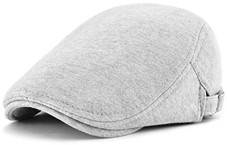 DORRISO Herren Flache Kappe Vintage Schirmmützen Herren Schiebermütze Driving Cabbie Fahrhut Newsboy Cap Reise Freizeit Urlaub Flat Cap Grau A
