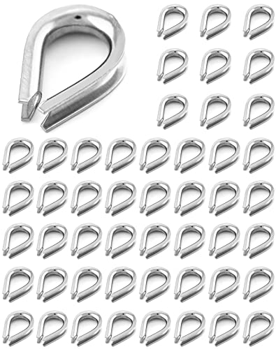 QWORK® 50 Stück Drahtseil Kauschen 3mm aus 304 Edelstahl für 2.5mm-3mm Drahtseil (M3)