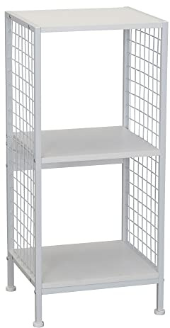 Household Essentials Trellis Open Storage Bookshelf with 2 Cube Compartments Scandinavian White and White Metal