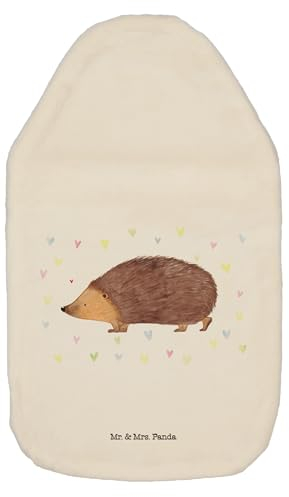Mr. & Mrs. Panda Wärmflasche Igel Herzen - Geschenk, Kuss, Gute Laune, Wärmflasche mit Bezug, Bettflasche, Kinderwärmflasche, lustige Sprüche, Tiere,