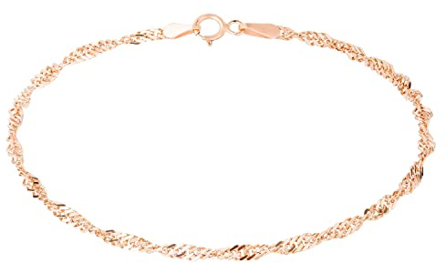 Ardeo Aurum Damen Armband aus 375 Gold Roségold Singapurkette 2,3 mm Breite und 19 cm Länge mit Federringverschluss
