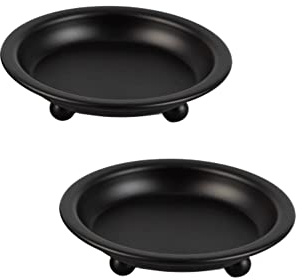 RANNYOZIO 2 Pcs Candle Plate Iron Candle Holder for Pillar Candles Black Metal Candle Stand for Dinning Table Wedding Party Decor