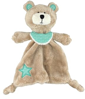 BABY-NOVA Schnuffeltuch aus weichem Stoff für Babys - Schmusetuch aus Softvelours - Niedliches Kuscheltuch für Junge und Mädchen - Bär