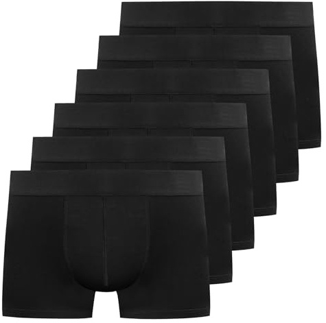 YouShow Boxershorts för män, 6-pack bomull, kalsonger, män, utan skrapande lappar, retroshorts, underkläder, boxer, svart, L