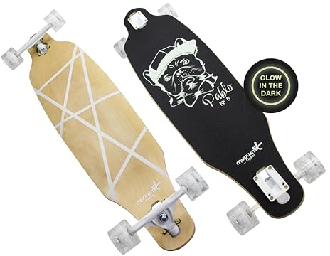 muuwmi Lights Longboard Glow Pablo - LED-Leuchtrollen - ABEC 7 Kugellager - Deck 97x23 cm - Rollen 65x51 mm - max. 100kg