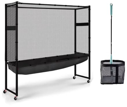 zktoermn Tischtennis Ball Fangnetz, Ping Pong Recycle Catcher Ausrüstung Mobilfunknetze Vom Typ Frame für Unterhaltung Und Training Der Familie (Farbe : Black-C, Größe : 210x40x180cm)