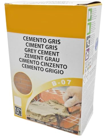 ACAN Tradineur B-07 Cemento in polvere, intonaci muratura, riparazione di pavimenti, pareti, uso interno ed esterno, prodotto in Spagna (grigio - 1,5 kg)