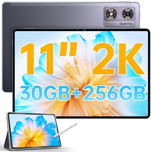 OUKITEL OT8 Android 14 Tablet - 30 GB RAM + 256 GB ROM - 11 FHD+ Schermo 2K Tablet con Penna, 8800mAh/18 W, 13 MP+8 MP Camera, Octa Core, Tablet PC |TÜV|GPS|OTG|Widevine L1, Nero