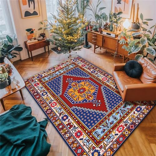 RUGMRZ Rugs Mädchen Teppich Blau-rote geometrische Designfläche Teppich Wohnzimmerzubehör verformt Sich Nicht Teppich Kinderzimmer Mädchen 200X260CM