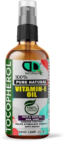 100% Pure Natural Vitamin E Oil, Moisturising and Nourishing Oil For Skin, Scars, Hair & Face, Scalp, Nails, Moisturising & Hydrating Carrier Oils, Vegan, Cruelty Free (50ml Glass Spray)