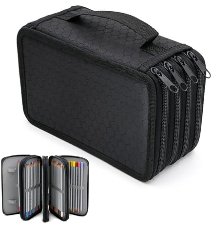 SMYJDMM Große Federmäppchen Mit 72 Slots, Kapazität Bleistifttasche für Aquarellstifte, Marker, Gelstifte (Schwarz)