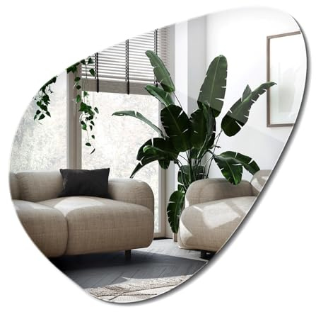 Unregelmäßiger Spiegel in Nierenform | Asymmetrischer Wandspiegel ohne Rahmen | Modernes Wohnaccessoire für Flur & Wohnzimmer | 67,6x67 cm