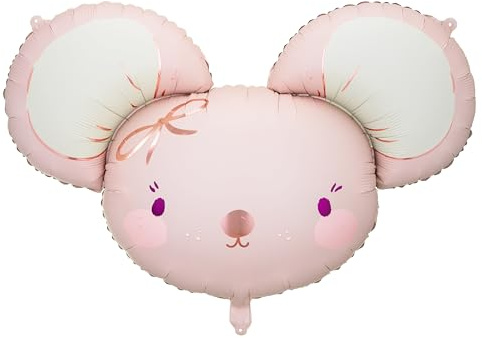 XXL Maus Folienballon süße kleine Maus Kindergeburtstag erster Geburtstag Mädchen Junge Deko Babyparty Geburt Baby Shower Dekoration Kinderzimmer Ballon Rosa Creme