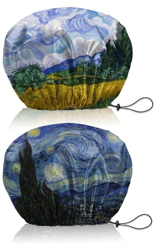 BHAHB 2 Stück Duschhaube, Doppelschicht Wasserdicht Elastisch Einstellbar shower cap wiederverwendbar,ästhetisch,niedlich Duschhaube für Damen (V4-Grün Blau)