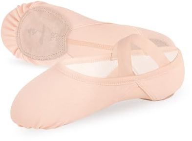 Bezioner Ballettschuhe Mädchen Hochelastisch Ballettschläppchen Damen Tanzschuhe Mit Geteilte Ledersohle für Kinder und Erwachsene Rosa 36