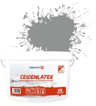 Farbklecks24 Seidenlatex Color 2,5L Grau 7-2 Latexfarbe grau, abwaschbare Wandfarbe, Küchenfarbe, Badfarbe