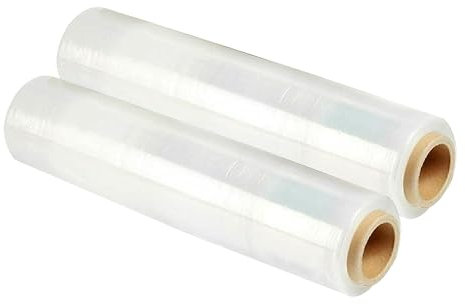 LEDSone Paletten-Stretchfolie, extra lange Rolle, Standardkern, dicke Schrumpffolie, Frischhaltefolie, Kunststofffolie, Verpackung für Entfernung, Industrie und Lager (transparent, 2 Stück, 50 cm