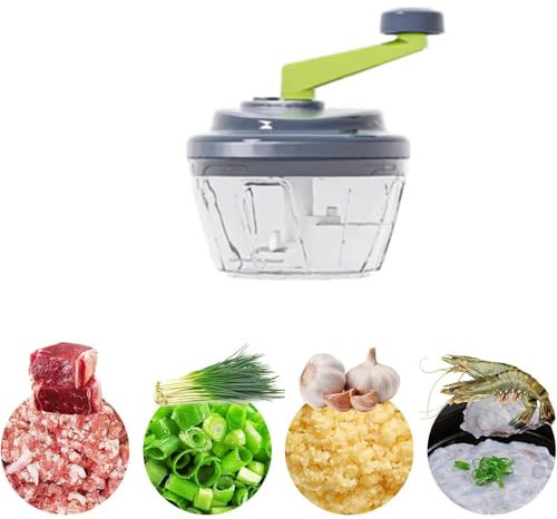 Tritatutto Manuale da 500 Ml, Robot da Cucina A Manovella, Portatile, Trita Aglio, Taglia Cipolla, for Aglio, Insalata, Salsa, Noci, Carne, Frutta, Facile da Pulire(12.5 * 15.5cm)