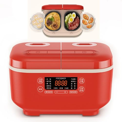 Mini olla arrocera inteligente de 1,5 L + 1,5 L, olla doble en uno multifuncional para el hogar, olla arrocera inteligente de doble cuerpo, cita de 12 horas, para 1-3 personas,Red
