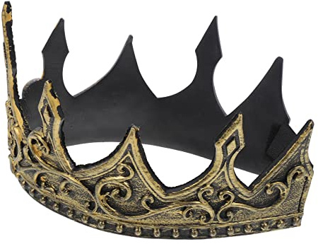 PRETYZOOM Data [ Corona Da Cosplay Medievale Da Uomo in Pu Fascia Regolabile, Decorazione Della Corona D'oro Per Feste, Halloween, Compleanni e Teatro