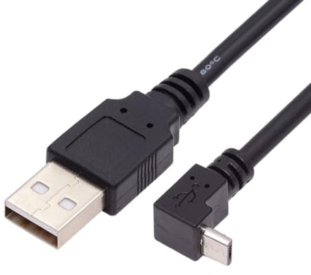 ChenYang - Câble USB vers Micro USB 5 broches - Connecteur USB 2.0 vers connecteur Micro USB - Charge et transfert de données - Câble d'extension angulaire à 90 degrés vers le haut - 1,5 m / 4,92