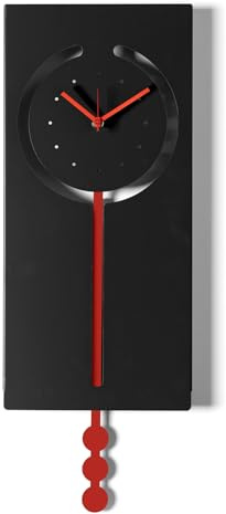 Arti & Mestieri Omega - Orologio a pendolo da parete di Design 100% Made in Italy - in Ferro, 20 x 53h cm (Nero e rosso)