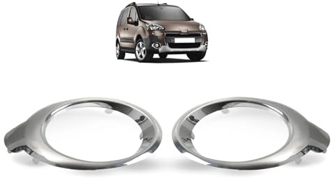 Pair Front Bumper Fog Light Lamp Cover Trim Bezel Frame Styling Car Fog Light Assemblies Compatible for Citroen Berlingo Multispace 2012-2015 Replaces 1608323880