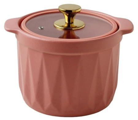 DXDXZDXLUF Olla sopera Moderna y Sencilla de cerámica Mate, pequeña, con Tapa Transparente y Asas Dobles, 2,5/3,5 l (20 x 12 cm)