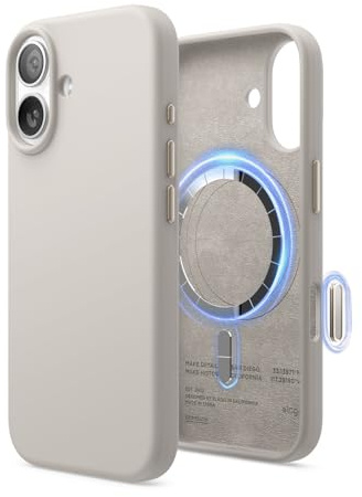 elago Magnetische Silikon hülle für iPhone 17 – MagSafe-kompatibel, Premium-Liquid-Silikon, Stoßfest, Schlankes Schutzcase (Taupe)