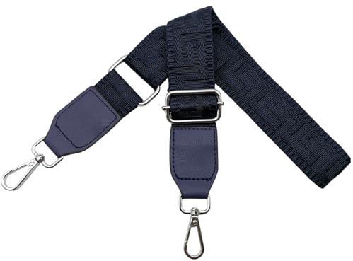 Omxyinma Schultergurt für Tasche Taschengurte zum Wechseln, Verstellbar Taschengurt Breit 3.8cm mit Leder Silber Karabiner - Taschenband Schulterriemen für Damen Handtaschen, Rein dunkelblau, T12